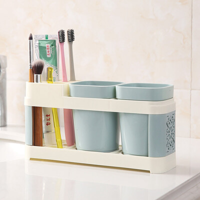 

Home Toothbrush Holder Stand Set Shelf Bathroom Toothpaste Storage Rack Couple