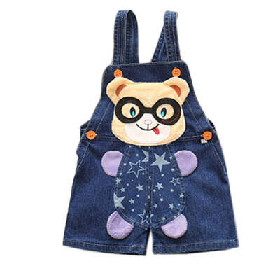 

Kozart Toddler Childrens Cartoon Pattern Embroidered Denim Overalls 0-3T Unisex