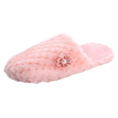 

Rose Women Warm Shoes Solid Slipper Indoors Anti-slip Winter House Shoes Flip Flops