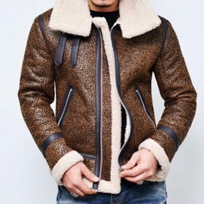 

Mens Casual Fluffy Lapel Collar Coat Long Sleeve Autumn Outwear Zipper Jacket