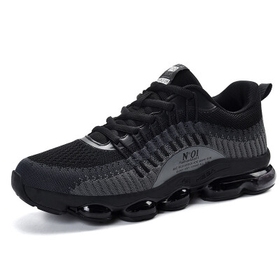 

Full palm cushion sports shoes mens breathable flying woven running shoes non-slip shock absorption fitness night running shoes