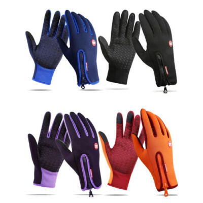 

Women Men Thick Warm Zipper Gloves Skiing Product Lined Driving Gloves Winter