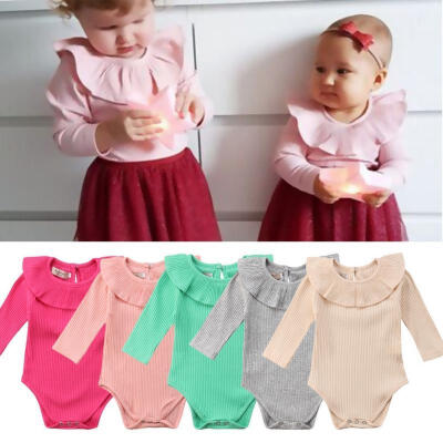 

Victorline Newborn Baby Girls Romper Long Sleeves Knit Bodysuit Jumpsuit Outfits Clothes 0-2t Solid