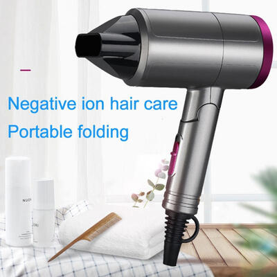 

Portable Mini Hair Dryer Folding Negative Ionic Blow Dryer With 2 Speed 2 Heat SettingUS PLUG