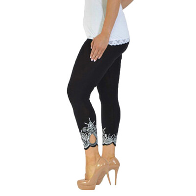 

Tailored Women Sport Yoga Print Workout Mid Waist Running Pants Fitness Elastic Leggings