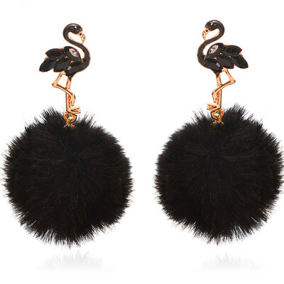 

Wild ear jewelry symmetrical hair ball flamingo earrings wild zircon earrings