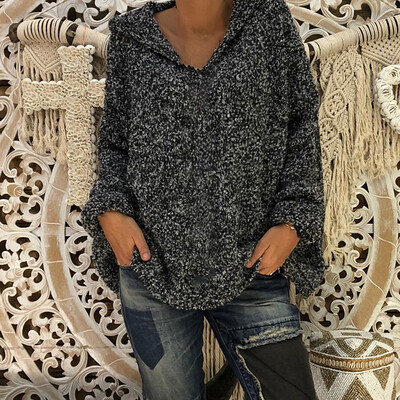 

Women Warm Hooded Jackets Loose Plus Size Long Sleeve Autumn Winter Sweater Coat
