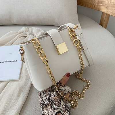 

Summer new texture bag handbag 2019 new Korean fashion wild shoulder Messenger bag chain bucket bag