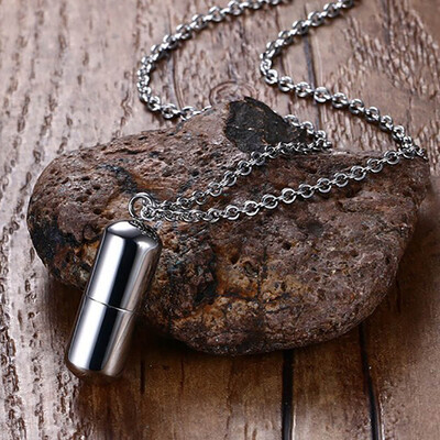 

Necklace Pendant Capsule Gifts Pill Cremation Vogue Available Openable Stainless