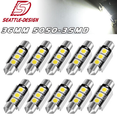 

10x CANBUS Super White 36mm 5050 LED Dome Map Interior Light Bulbs 6461 6418 C5W