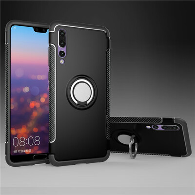 

Back Cover For Huawei P20 Pro Case Car Holder Stand Hard PC Silicon Ring Suction Bracket Celulars Fecoprior