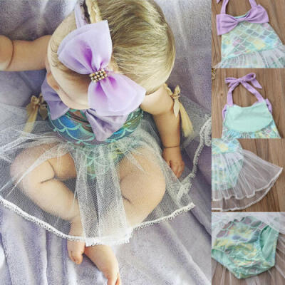 

Kids Baby Girls Mermaid Bikini Swimwear TuTu Dress Swimsuit Summer Bathing Suit