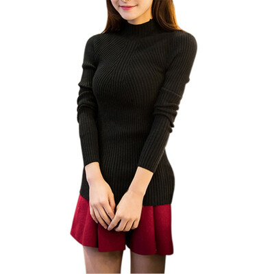 

2018 Women Autumn & Winter Sweater Slim Sexy Deep O Neck Women Sweater Long Sleeve Pullovers Knitted Sweater