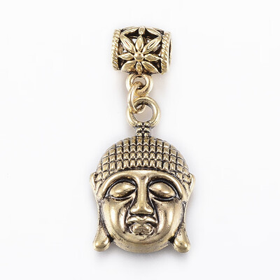 

Alloy European Dangle Beads Large Hole Pendants Buddha Head Antique Golden 325mm Pendant 22x145x5mm hole 4mm