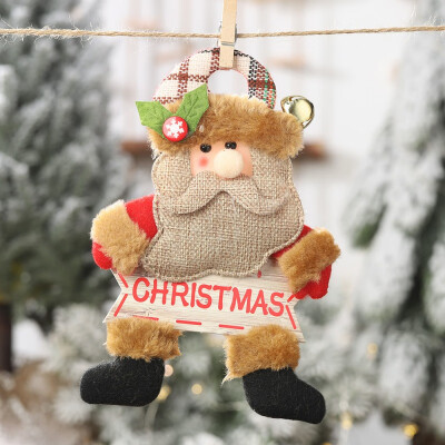 

Christmas Gifts Plush Doll With Gold Bell And Wood Sign Christmas Pendant Decorative Hanging Ornaments For Tree Decor