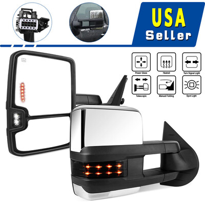 

Tow Mirrors for 07-13 Chevy Silverado Sierra Chrome Power Heated Smoke Signals