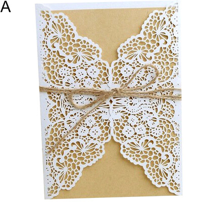 

10PcsSet Wedding Engagement Hallow Decor Invitation Cards Envelopes Rope