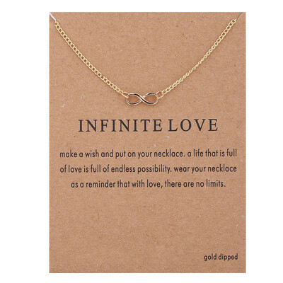 

New Style Infinite-Love gold-color Pendant necklace Fashion Statement Clavicle Chains Necklace For Women Jewelry with card