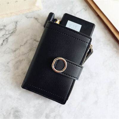

2019 New Style Hot Fashion Women Lady PU Leather Zipper Clutch Wallet Short Solid Hasp Holder Purse MinI Wallets