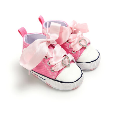 

Baby Toddler Shoes Baby Satin Lace Cute Love First Toddler Shoes With pink Laces For 0-18M