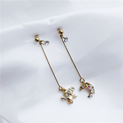 

Aretes de mujer modernos 2018 new design star moon pendant earrings fashion wild minimalist jewelry Korean earrings for women