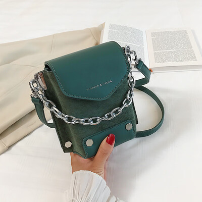 

Small bag female new wild scrub rivet shoulder Messenger bag fashion letter chain small square bag