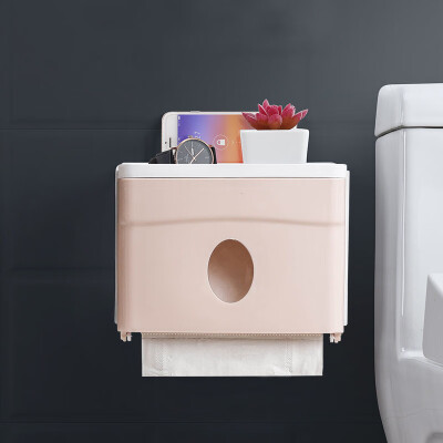 

Vilscijon Victorian suction cup type toilet tissue box free punching living room cylinder paper towel bathroom shelf single layer 2282 Nordic powder