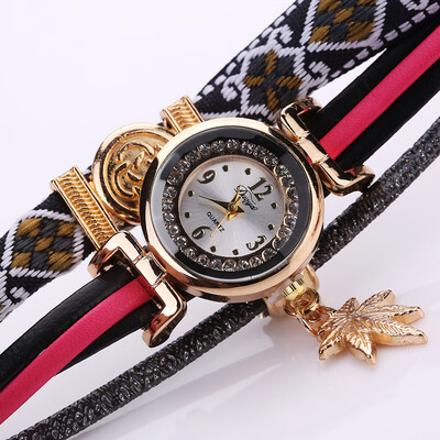

Womens watch ethnic wind bracelet watch duoya around the circle table hanging leaves