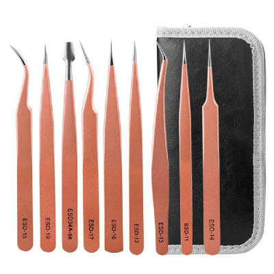 

Stainless Steel Tweezers Kit 9pcs Tweezers Set Multi-functional Curved Straight Tweezers for Hair Removal Eyelash Extension Nail A