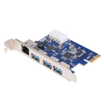 

PCI-E to External 3-Port USB 30 Plus Gigabit Ethernet Card Adapter Converter for PC Desktop