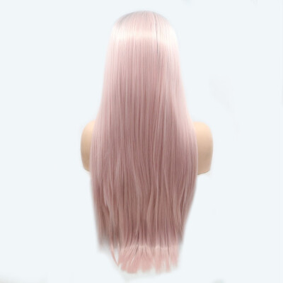 

Amazing Star Lace Frontal Wigs Straight Hair Ombre Pink Color Heat Resistant Hand Tied Lace Frontal Synthetic Hair Wigs