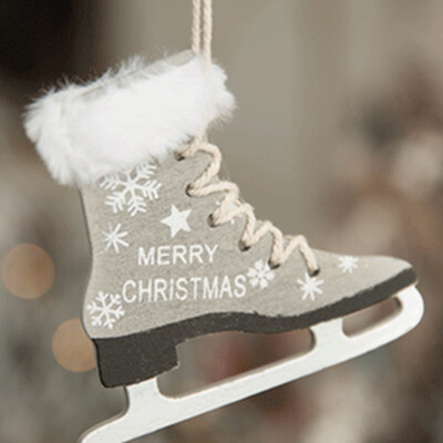 

Toponeto Snowflake Pattern Wooden Sleds Boots Christmas Xmas Tree Hanging Pendant