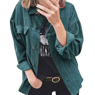 

New Women Fashion Casual Lapel Long sleeve Solid color Thicken Loose Shirt