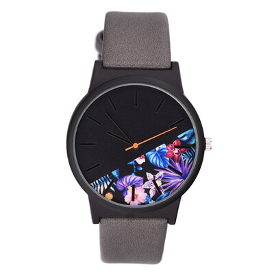 

RM Fashion Simple Without Scale casual Floral Print Dial Belt Quartz Female Watch