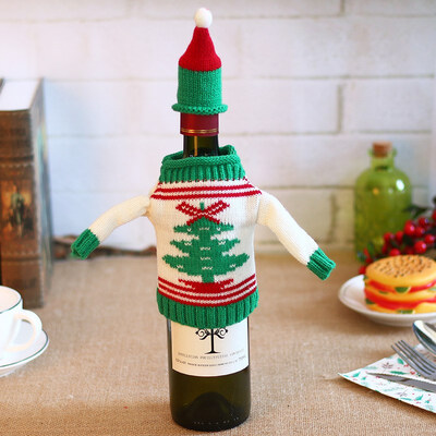 

FUNNYBUNNY Christmas Knit Christmas Elk Wine Bottle Set Creative Sweater Wine Set Holiday Decorations