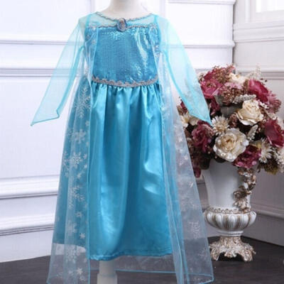 

Summer New 3-8Y Girl Frozen Princess Elsa Cosplay Party Costume Fancy Dress Gown