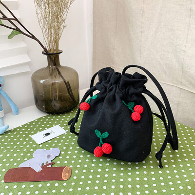 

Tailored Womens Bag Shoulder Bag Crossbody Cherry Canvas Bucket Bag Messenger Bag
