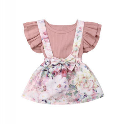 

UK Toddler Kids Baby Girl Ruffle T-shirt Top Skirt Dress 2Pcs Outfit Clothes Set