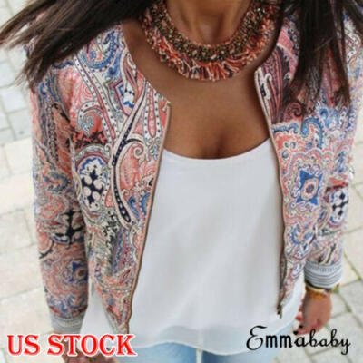 

Women Casual Slim Zipper Blazer Jacket Coat Tops Outwear Long Sleeve Plus Size