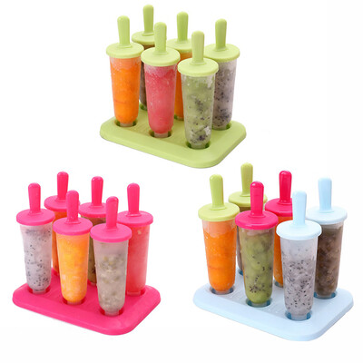 

6 Cells Non-toxic PP Plastic Ice Cream Cubes Mould Handmade DIY Kitchen Mold Tools with Base