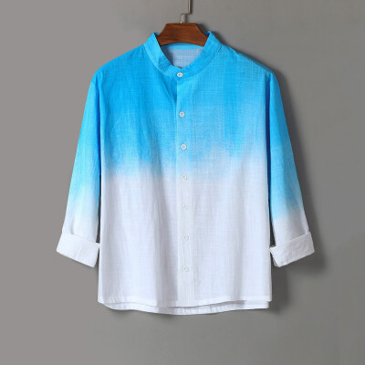 

Tailored Summer Mens Cool Thin Breathable Hanging Dyed Gradient Cotton Shirt