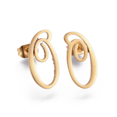 

304 Stainless Steel Stud Earrings Golden 135x10x1mm Pin 08mm