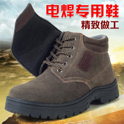 

Factory wholesale direct sales fur leather electric welder shoes anti-mite stab labor insurance shoes fire flower cover welder sho