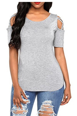 

Summer Womens Cold Shoulder Short Sleeve Tops Blouse Ladies Summer T-Shirt Tops