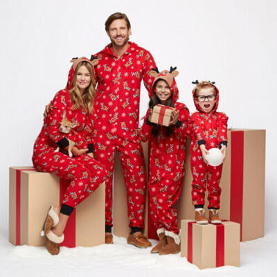 

US Moose Christmas Family Pajamas Set Xmas Adult Women Kids Sleepwear Nightwear