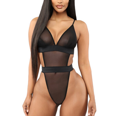 

Toponeto New Lingerie for Women Teddy One Piece Lace V-Neck Babydoll Bodysuit Jumpsuit