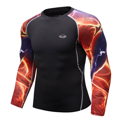 

Toponeto Mens Breathable Long Sleeve Yoga Fitness Print Sport Soft T-Shirt Top Blouse