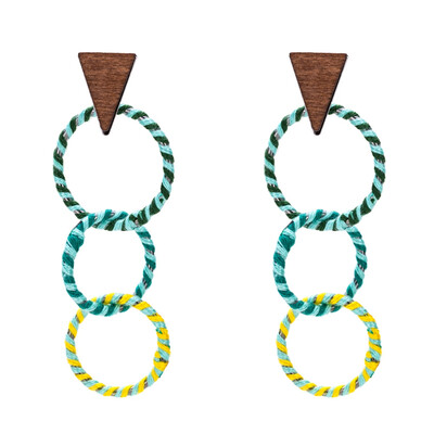 

New Bohemian Donut Dangle Long Earrings For Women Triangle Wood Statement Earrings 2019 Fashion Jewelry