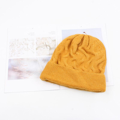 

Women Thick Twist Thread Knitted Bonnet Beanies Hat Candy Color Ribbed Autumn Winter Baggy Crochet Cap Warm Skullies Headwear