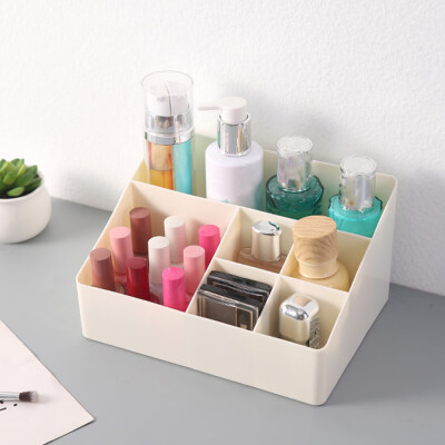 

〖Follure〗Table Sundries 6 Grid Storage Box Cosmetic Storage Rack Plain Color Contracted